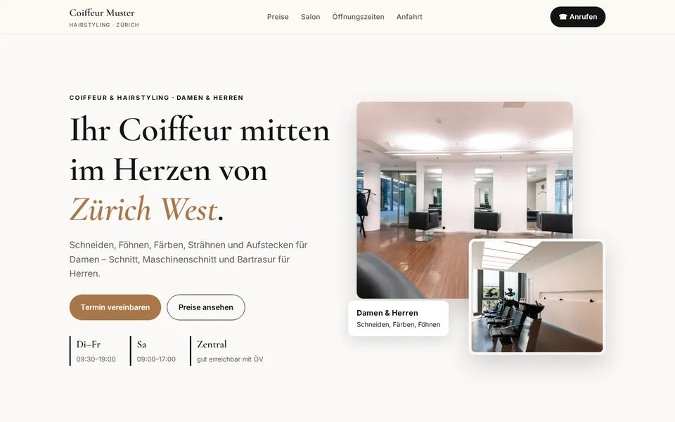 Anonymisierter Entwurf für einen Coiffeur