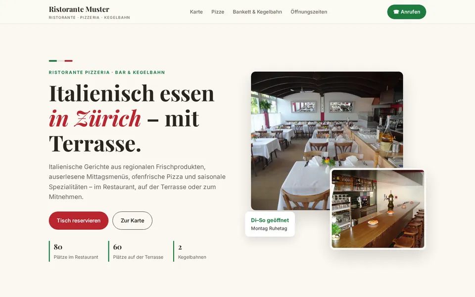 Anonymisierter Entwurf für ein Restaurant